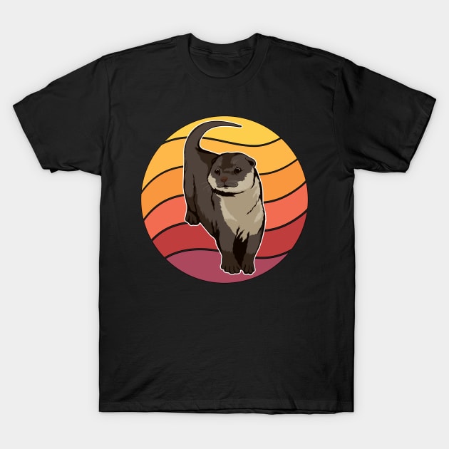 Sea Otter Retro Sunset Otter T-Shirt by TheTeeBee